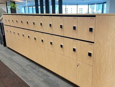The Yellowbox smart locker system allows staff to access their locker in multiple ways