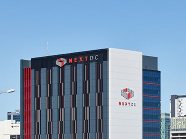 NEXTDC Building Exterior Charcoal, Grey and Red Facade