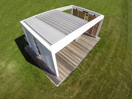 Renson Skye: exclusive terrace covering with operable, bladed retractable roof