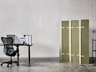 Woven Image Acoustic Embossed Panels with Desk and Partition Wall