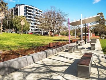 Precast concrete is a fantastic material for outdoor furniture in a streetscape or park setting 
