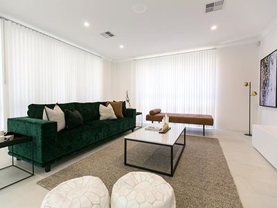 Half Price Blinds Vertisheer Curtains Modern Living Room Interior