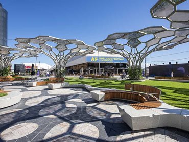 ArmourForm helped deliver the vision of the featured curved structures and seating in the Festival Plaza precinct