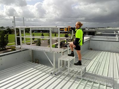 AM-BOSS Access Ladders Fall Protection System Ladline Building Rooftop