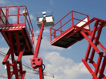 Red hydraulic cranes with anti corrosion coating