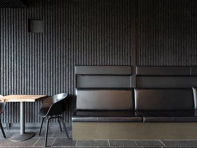 CSR Himmel Troldtekt Design Wood Wool panels in hospitality interior