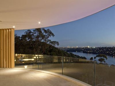 landscape view curved glass balcony residential