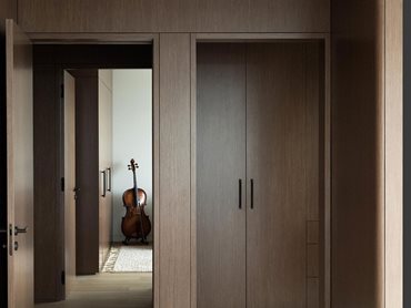 The veneer detailing by Matt Appino is immaculate in the Potts Point apartment interiors