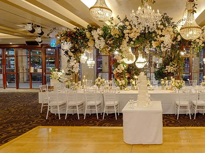 wedding event floral decoration timber dance floor