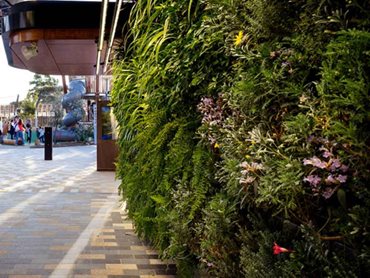 The green wall introduces 608 plants across just 19 square metres