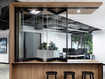 The new office acts as a showroom to showcase Lotus' adaptable space solutions