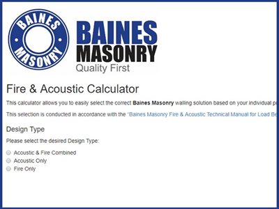 Baines Masonry walling solution acoustic calculator