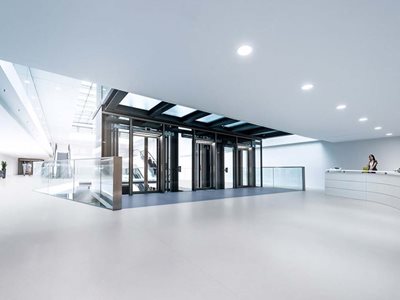 Highly Durable And Customisable Wall And Flooring Products In Commercial Reception Lobby