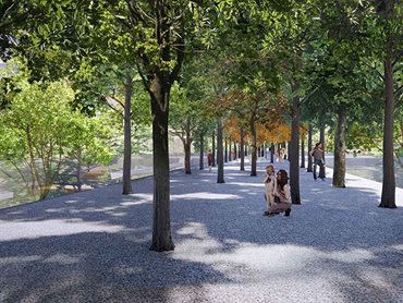 The Suspended Forest is an elevated greenway, which will include hundreds of trees and provide dedicated walking routes 