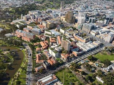 Adelaide University and Cultural precinct stretching back towards Rundle Mall and the CBD by DWP