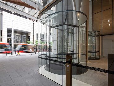 Record’s second generation glass roof revolving door, Diamond Series was installed for the main entrance