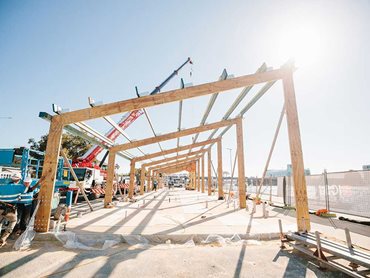 ICS Australia delivered the entire timber framework for the Jetty Bar & Eats project in a single day