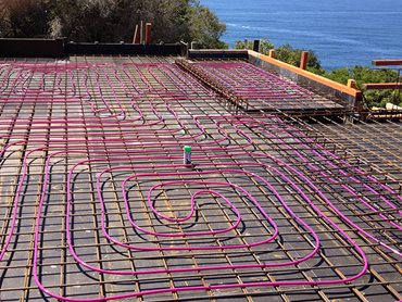 hydronic pink wire construction site floor slab