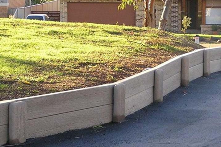 garden concrete sleeper fence retaining wall