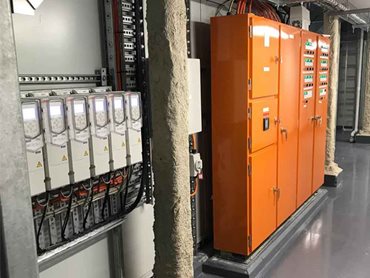 Prefabricated frame of ABB’s ACH580-01 HVAC drives, installed and fully operational