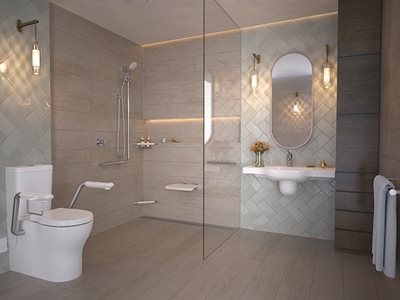 Caroma Opal Collection independent living solution in bathroom interior