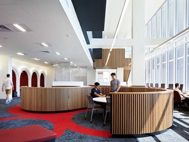 The building features a series of shared learning spaces over two levels 