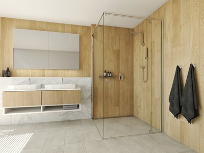 Danmac Ultimate Sill-Less Pivot Clamp Shower Screen Residential Bathroom Interior