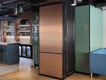 The operable wall gave Brown-Forman more flexibility when wanting to use the bar area for product launches or larger internal presentations