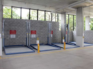 LevantaPark installed a total of 8 Bipark 26 car stackers to boost the building’s parking capacity