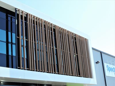 Timber-look Cladding Exterior with Glass Windows