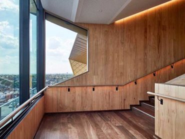 Standing over 10 metres high, full height panels were used for the three-storey stair walls