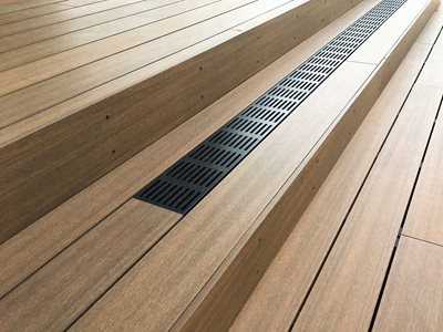 Detailed image of outdoor decking on stairs
