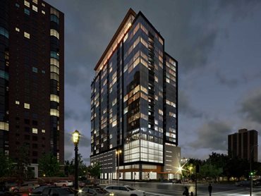 Ascent is a 25-storey mixed-use luxury development in Milwaukee, USA featuring timber construction (Image: Korb + Associates Architects)