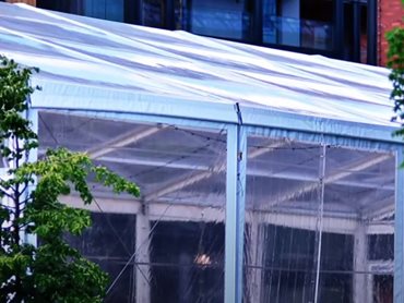 Glacier Clear PVC is suitable for commercial applications such as marquees and restaurant enclosures