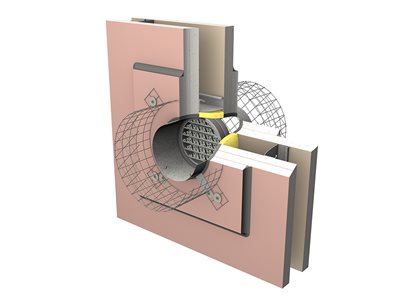 Rendered detailed product image of intumescent fire damper