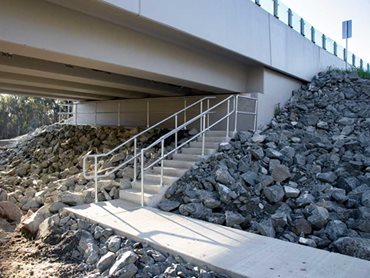 Moddex's handrail system for the access stairs and maintenance benches under the bridge abutments