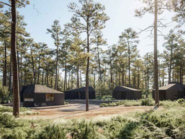 The modularity of the cabin allows the operator to expand and create a cluster of cabins in multiple configurations based on the idea of a traditional village community