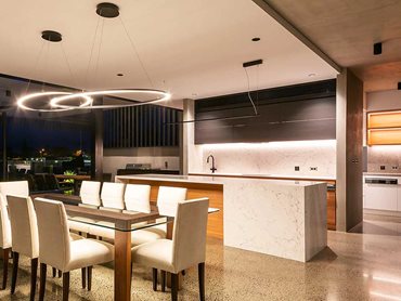 Geostone’s Blackwoods Polished/Honed concrete mix is at the forefront of the home's design