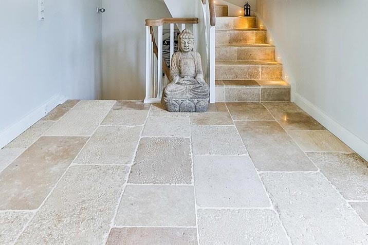 limestone floor tiles design ideas rough natural texture living room stairs