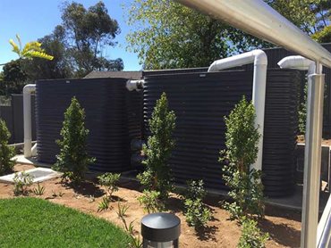 Stormwater detention system featuring Modline rainwater tanks