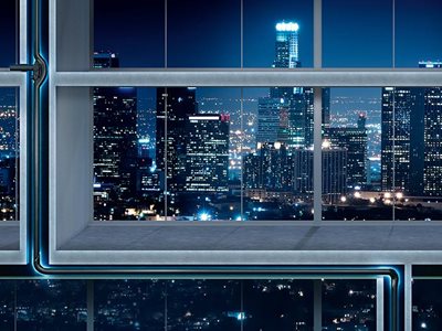 Geberit Space Gaining Drainage System Night City Scape
