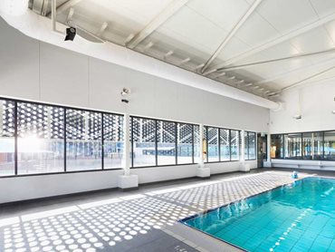 Sunbury Aquatic Centre - The undulating pattern involved a custom perforation of different-sized holes