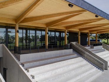 The timber superstructure pushes the boundaries of what has been achieved in Australia in terms of timber sports infrastructure