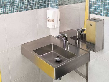 Britex stainless steel accessible Bellagio basin with integrated side shelf 
