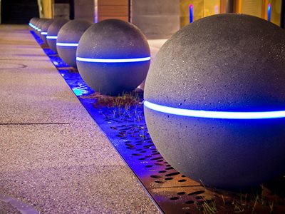 Anston Sphere Landscape Boulders Integrated Blue LED Lights