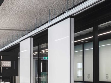 Optica double glazed acoustic operable walls help create dynamic spaces at the ESSTEAM Studio  