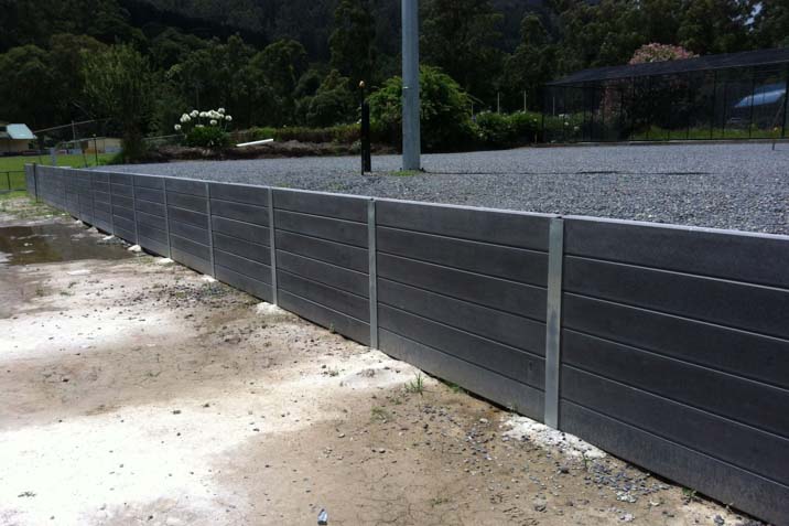 retaining wall concrete sleeper grey suburbia