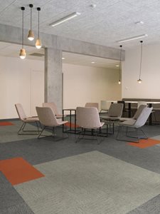 Commercial meeting room interior with textile composite floor