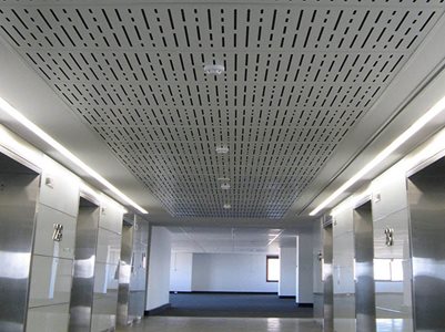 Commercial Corridor White Timber Tiled Ceiling 