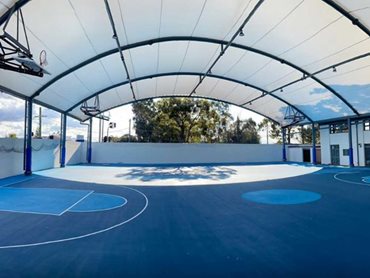 TensoSport Canopy with retractable basketball hoops at St Dominics College in Penrith, NSW